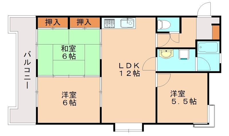 北九州市八幡西区陣原のマンションの間取り