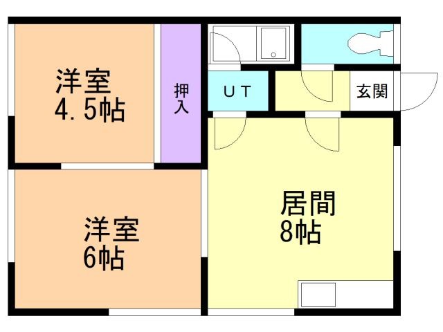 函館市深堀町のアパートの間取り