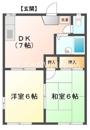 玉野市迫間のアパートの間取り