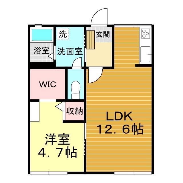 山口市小郡明治のアパートの間取り