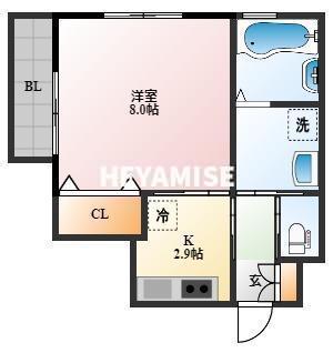 長崎市稲田町のアパートの間取り