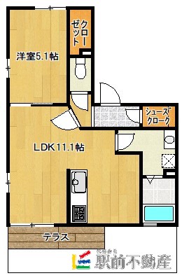 朝倉郡筑前町東小田のアパートの間取り