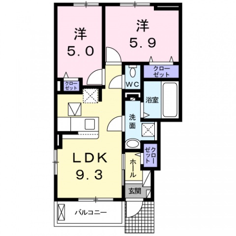 広島市佐伯区千同のアパートの間取り