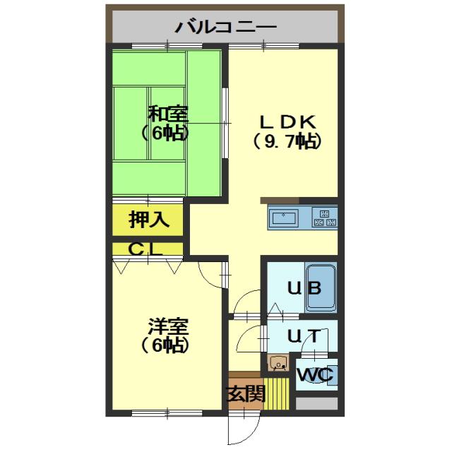 函館市桔梗町のアパートの間取り