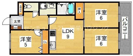 大阪市鶴見区諸口のマンションの間取り