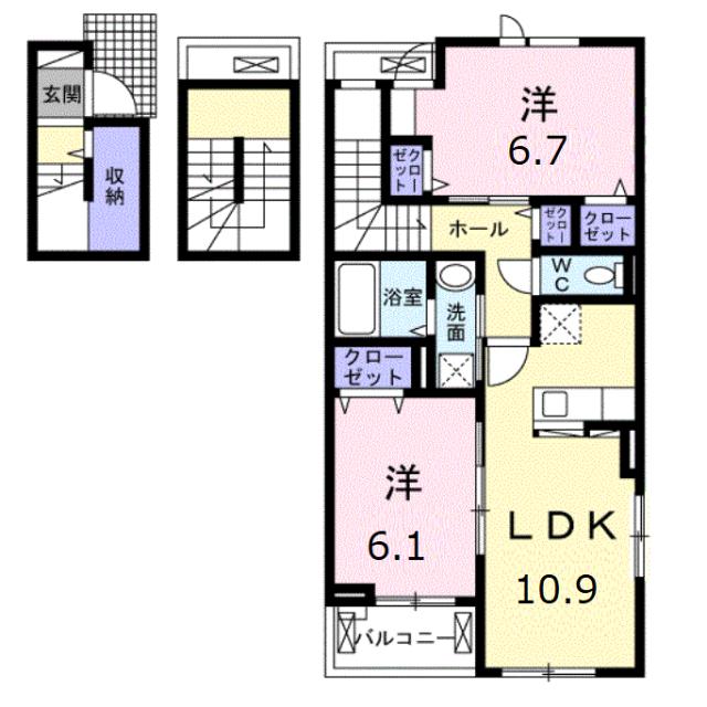 大村市鬼橋町のアパートの間取り