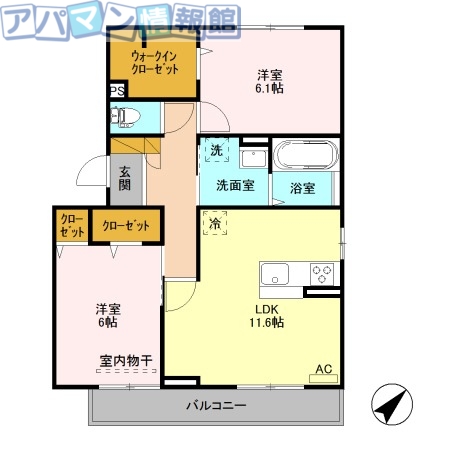 新潟市西区内野町のアパートの間取り