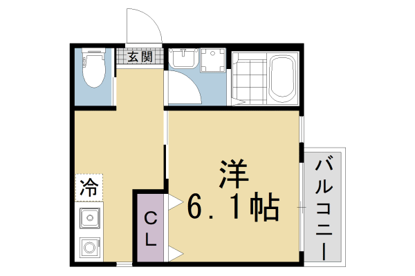 京都市左京区一乗寺高槻町のマンションの間取り