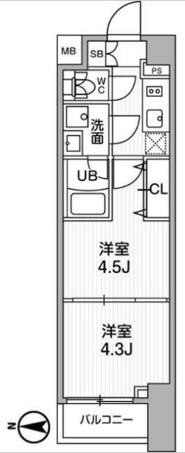 目黒区原町のマンションの間取り