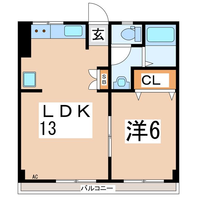 【郡山市開成のアパートの間取り】