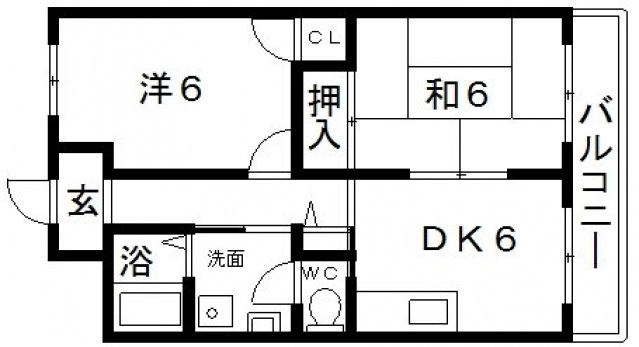 大阪市東住吉区東田辺のマンションの間取り