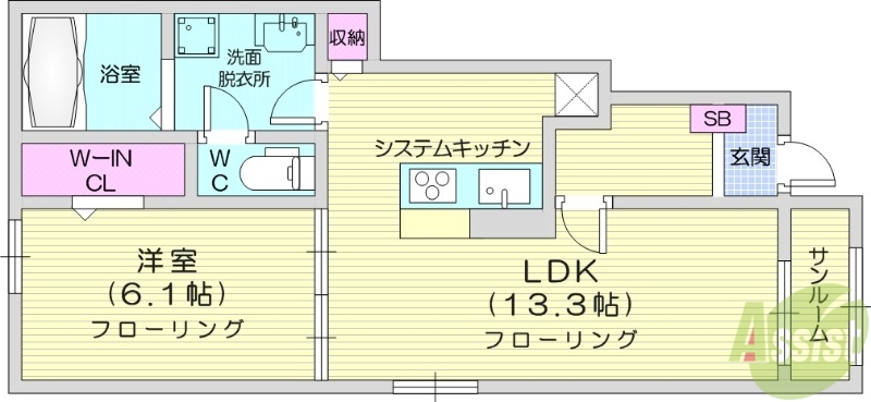 柴田郡柴田町大字本船迫のアパートの間取り