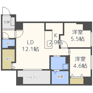 札幌市豊平区月寒中央通のマンションの間取り