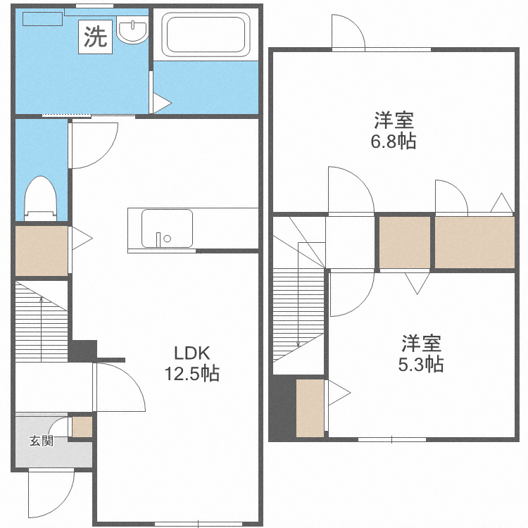 札幌市中央区南十三条西のアパートの間取り