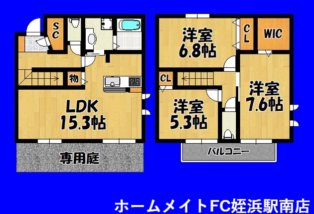 福岡市西区豊浜のアパートの間取り