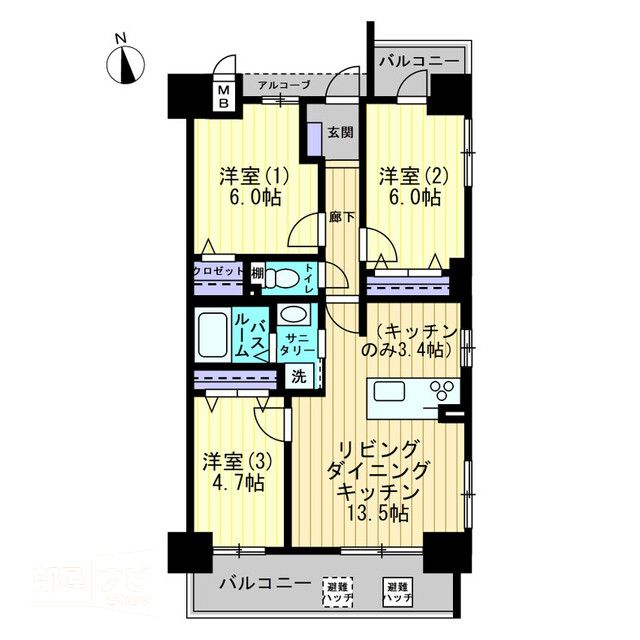 高松市花園町のマンションの間取り