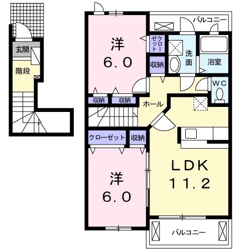 八王子市四谷町のアパートの間取り