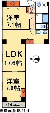 台東区浅草橋のマンションの間取り