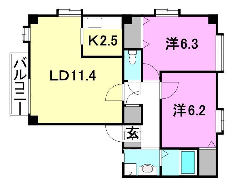 松山市北井門のアパートの間取り