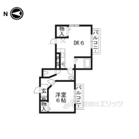 京田辺市三山木南山のアパートの間取り