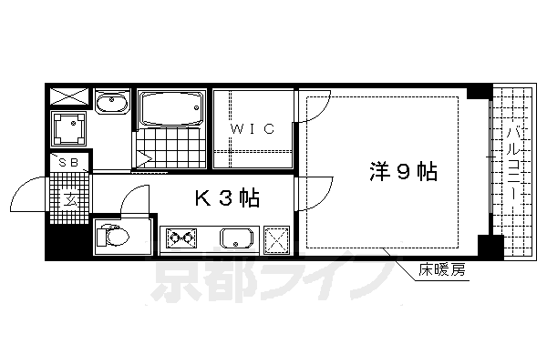 京都市右京区太秦下刑部町のマンションの間取り