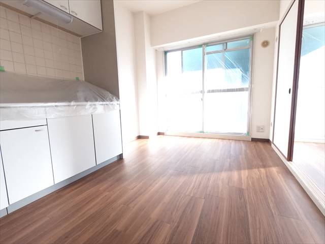 居室・リビング　南向きで日当り良好、フローリング調の綺麗なDK