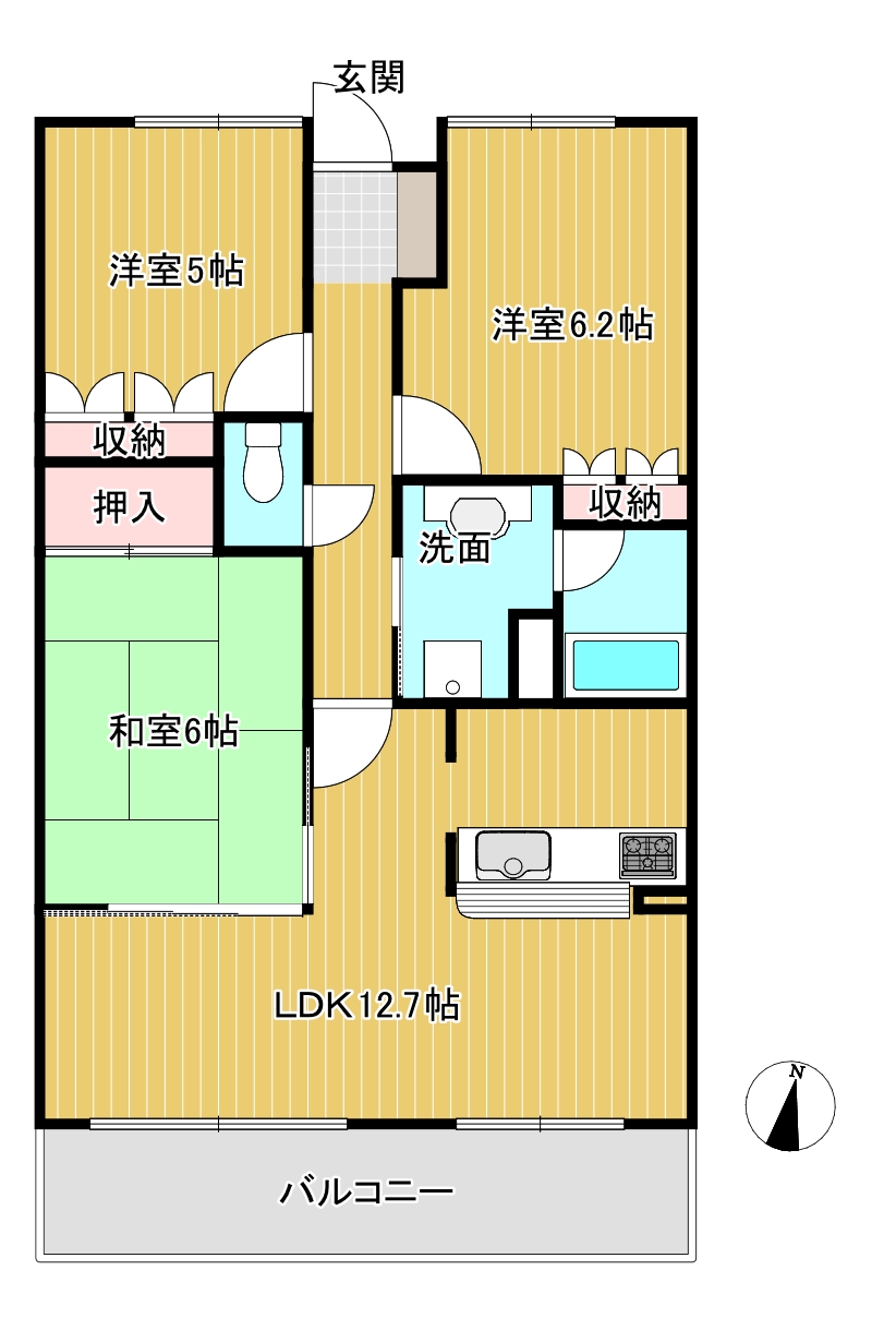 唐津市西城内のマンションの間取り