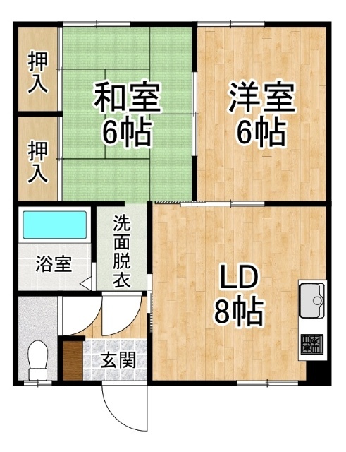 １４条北４アパートの間取り