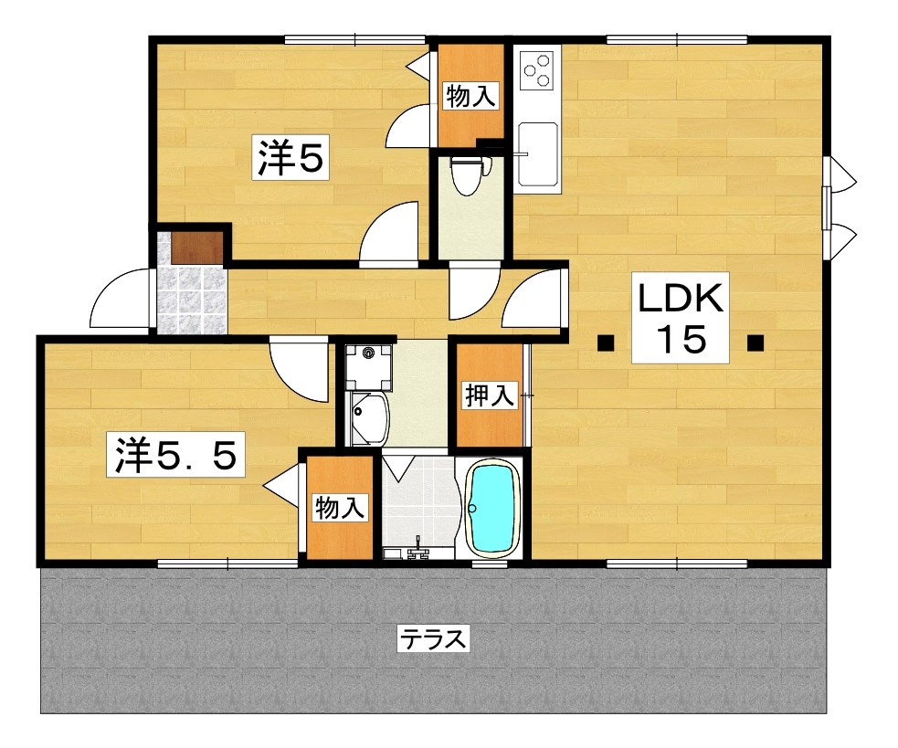 高岡ハイツ1棟の間取り