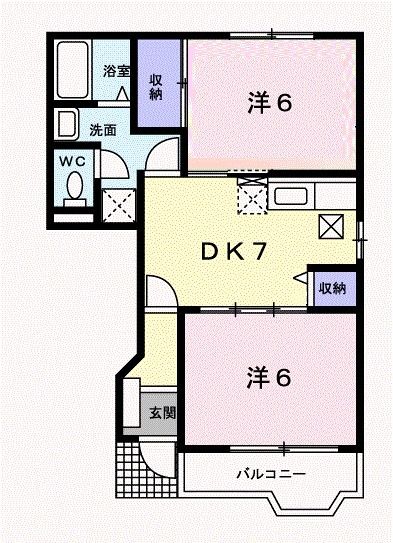 宇部市今村南のアパートの間取り