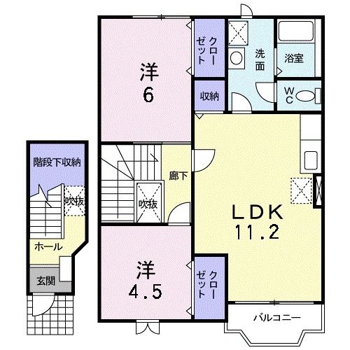 八戸市根城のアパートの間取り