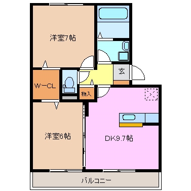 津市河芸町上野のアパートの間取り