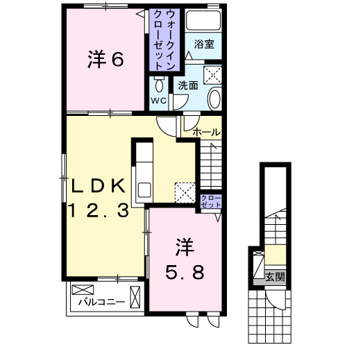 春日部市栄町のアパートの間取り