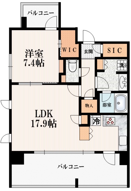 渋谷区宇田川町のマンションの間取り