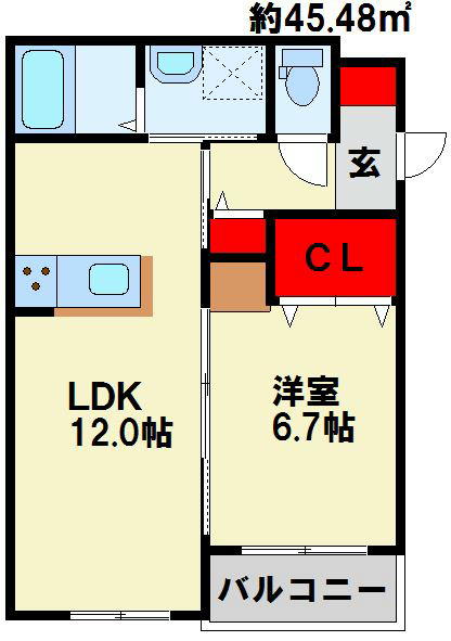 ヴィラウィステリア門司 B棟の間取り