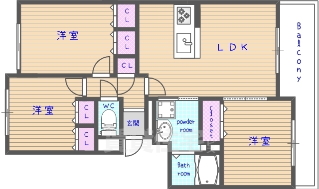 【京都市右京区西院四条畑町のマンションの間取り】