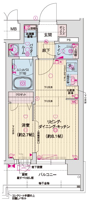 京都市南区上鳥羽勧進橋町のマンションの間取り