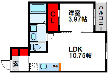 北九州市戸畑区元宮町のアパートの間取り