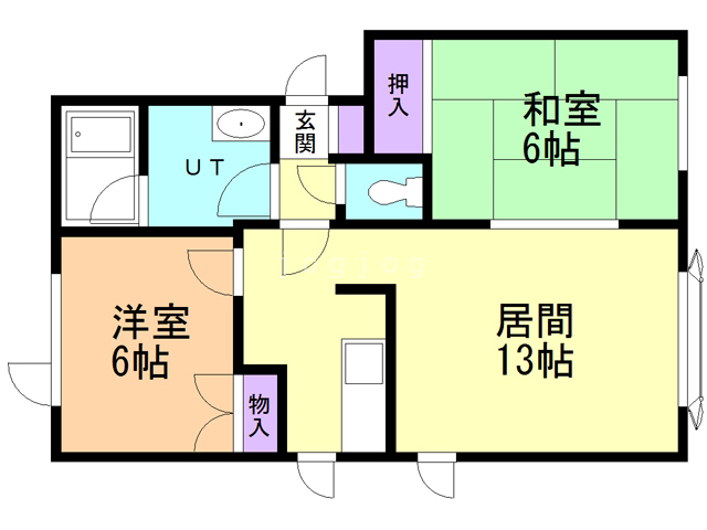 北広島市美沢のアパートの間取り