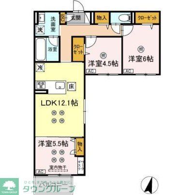 福岡市城南区田島のアパートの間取り