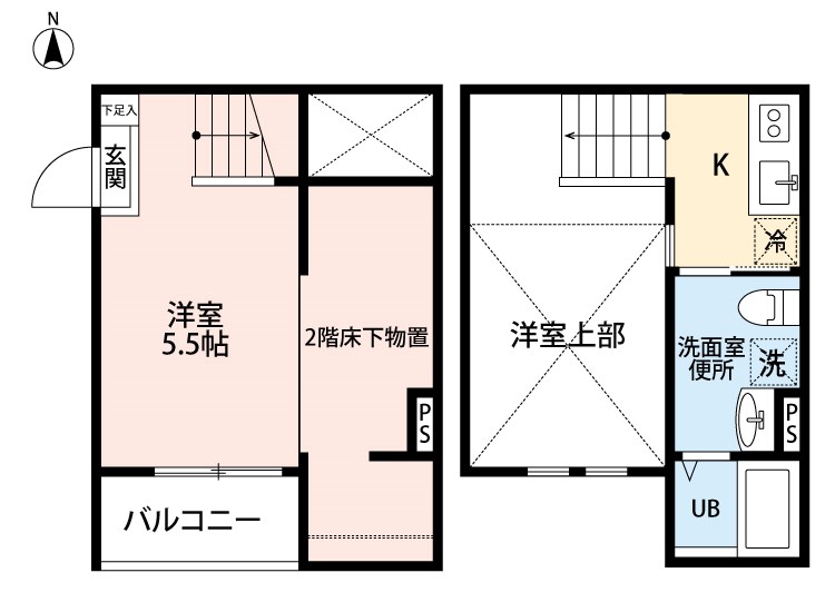 名古屋市北区上飯田西町のアパートの間取り