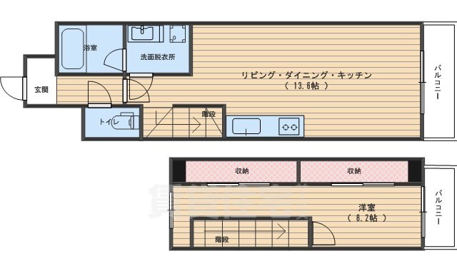 京都市右京区西京極南大入町のマンションの間取り