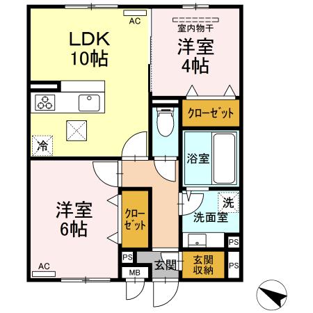 福山市大門町津之下のアパートの間取り