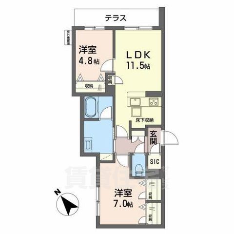 泉大津市式内町のマンションの間取り