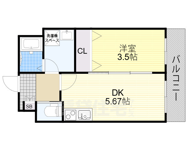 大阪市住吉区遠里小野のマンションの間取り