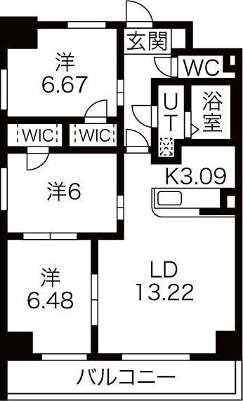 【名古屋市昭和区鶴舞のマンションの間取り】