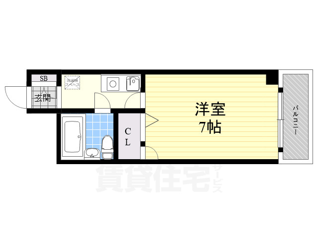 箕面市粟生間谷西のマンションの間取り