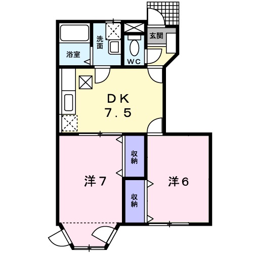 瀬戸内市長船町土師のアパートの間取り