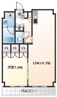 仙台市若林区新寺のマンションの間取り