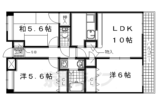 宇治市広野町のマンションの間取り